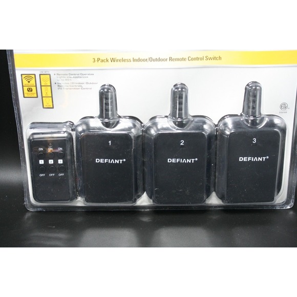 NEW Defiant 3-Pack Wireless‎ Indoor/Outdoor Remote Control Switch - Picture 3 of 9